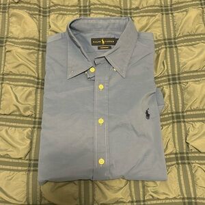 Ralph Lauren Mens Performance Blue Button Down Shirt (Size XL)
